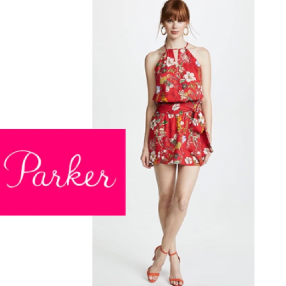 Parker Sleeveless Printed Floral Silk Mini Dress